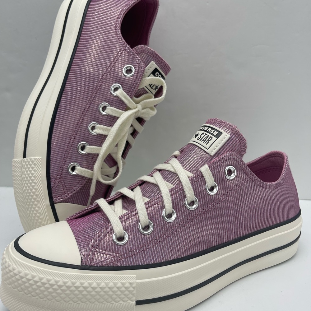 Converse WMNS Chuck Taylor All Star Lift Ox Platform Sparkle Low Top Sneakers - Picture 15 of 16